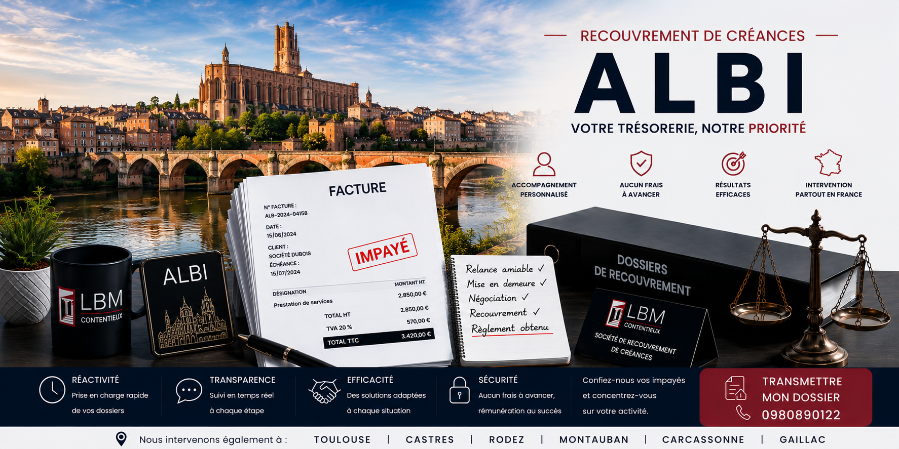 ecouvrement de créances Albi Tarn facture impayée entreprise