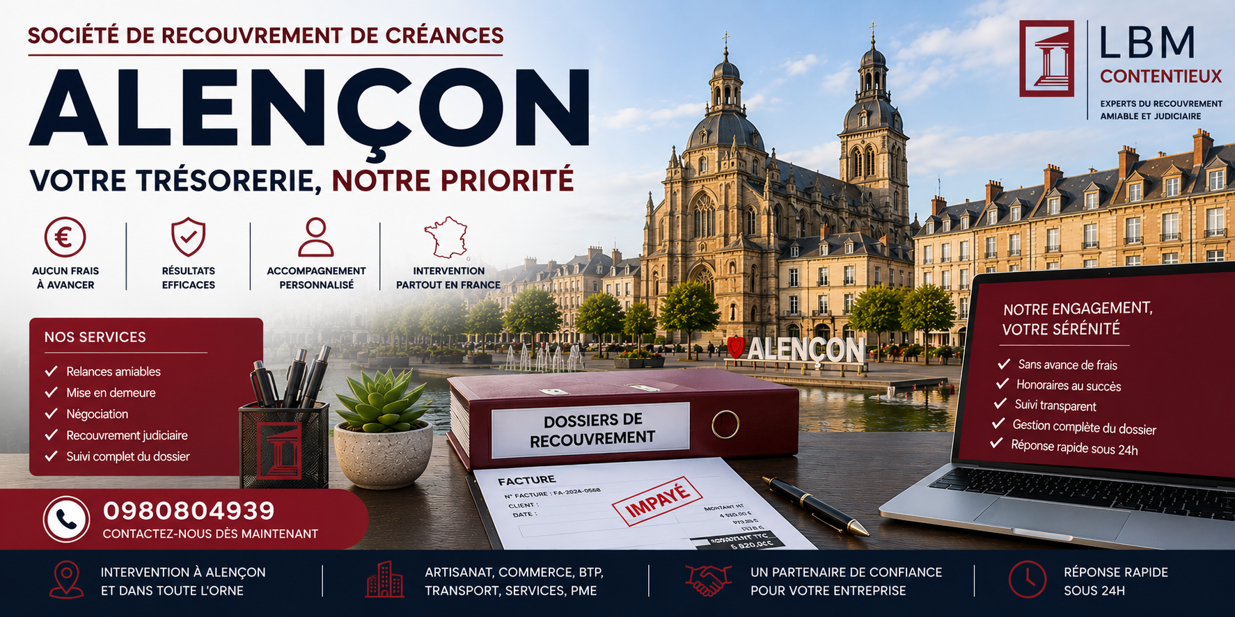 recouvrement de créances Alençon Orne facture impayée entreprise