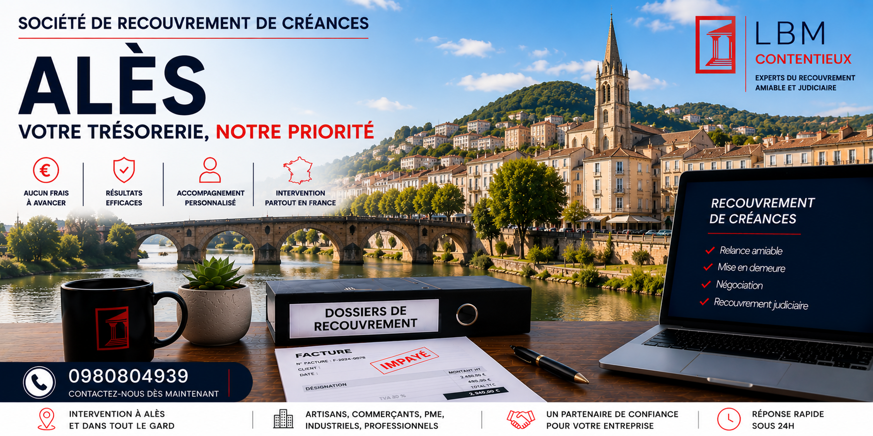 recouvrement de créances Alès Gard facture impayée entreprise