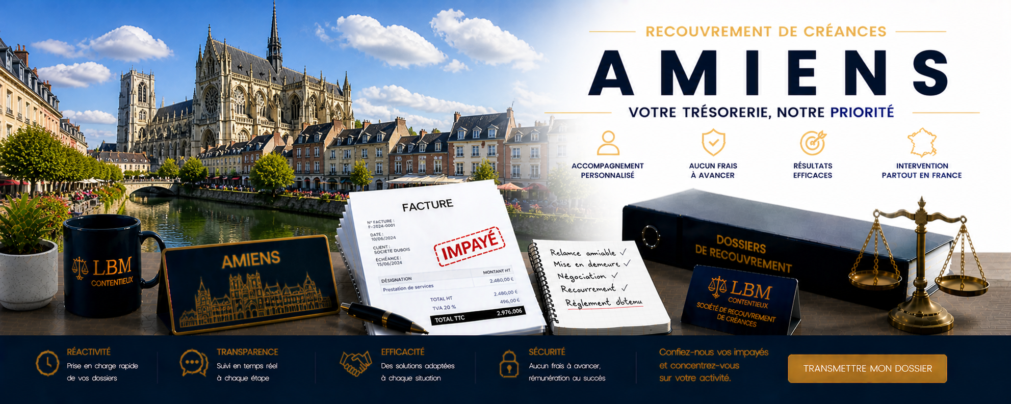 recouvrement de créances Amiens Somme facture impayée entreprise