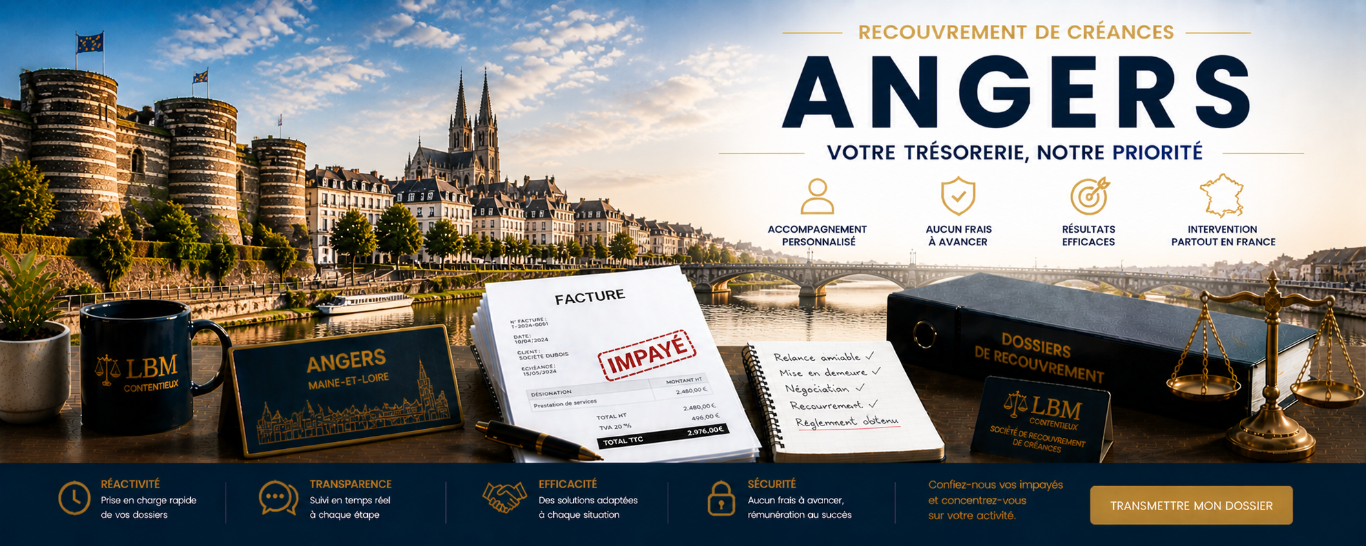 recouvrement de créances Angers facture impayée entreprise