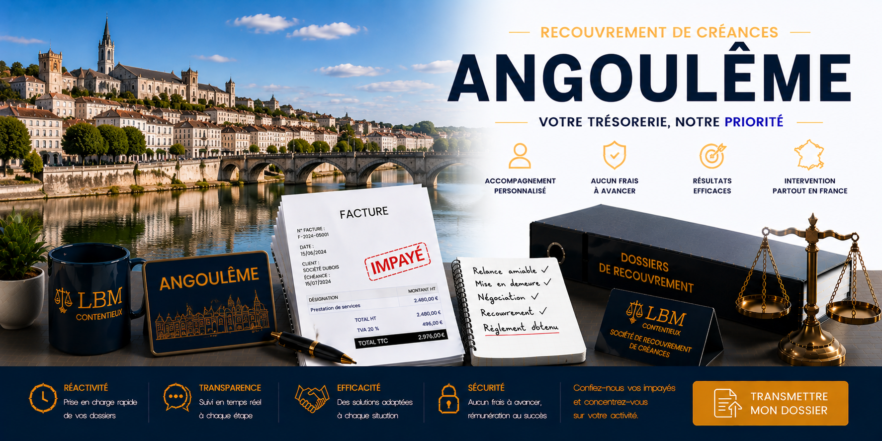 recouvrement de créances Angoulême Charente facture impayée entreprise