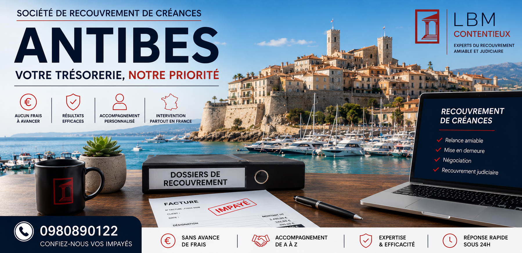 recouvrement de créances Antibes Alpes Maritimes facture impayée entreprise