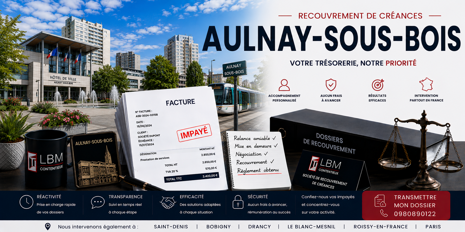 recouvrement de créances Aulnay sous Bois Seine Saint Denis facture impayée entreprise