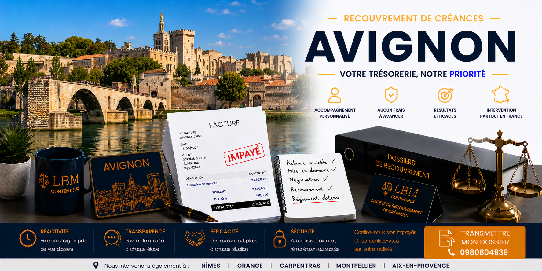 recouvrement de créances Avignon Vaucluse facture impayée entreprise