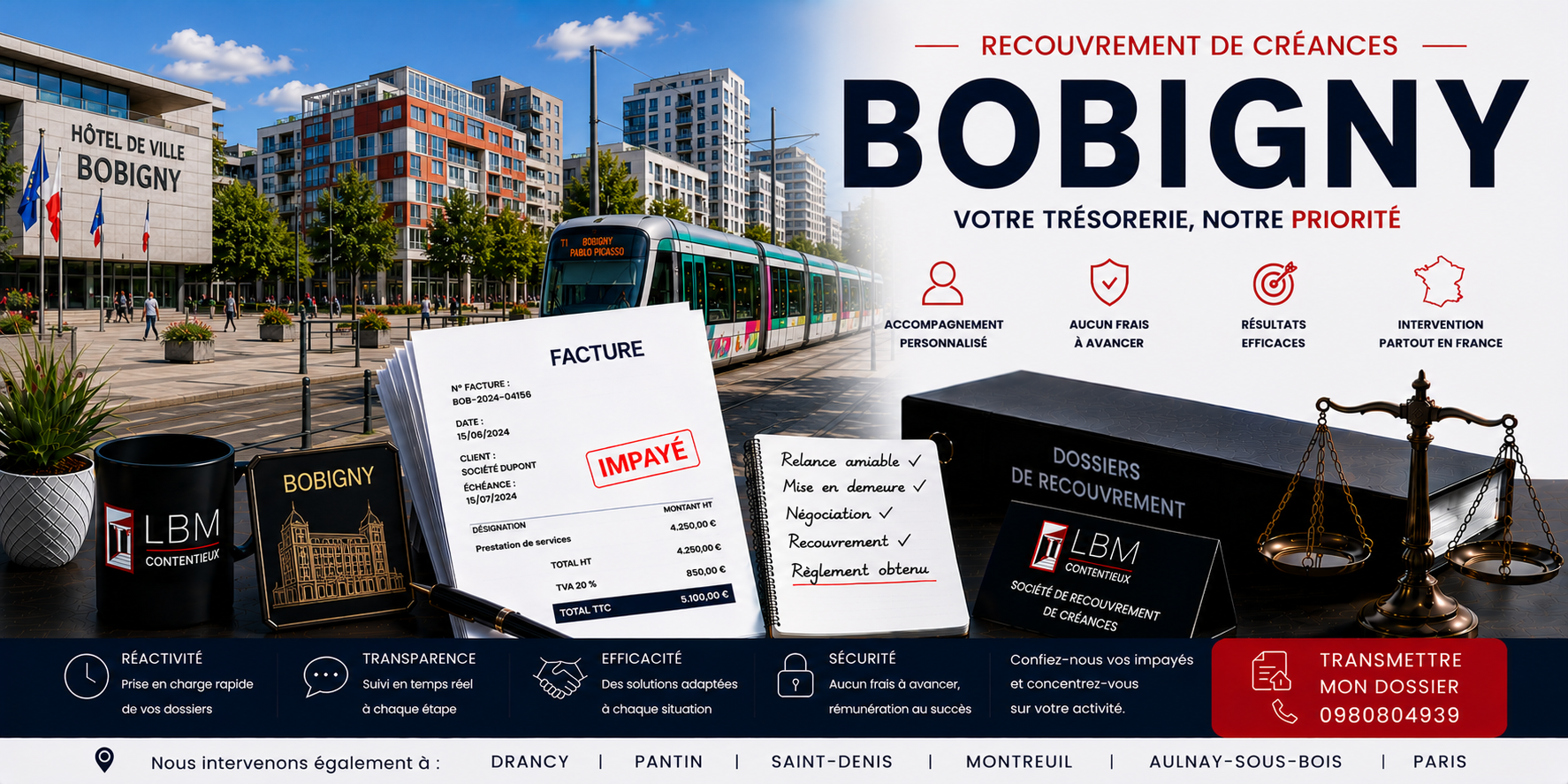 recouvrement de créances Bobigny Seine Saint Denis facture impayée entreprise