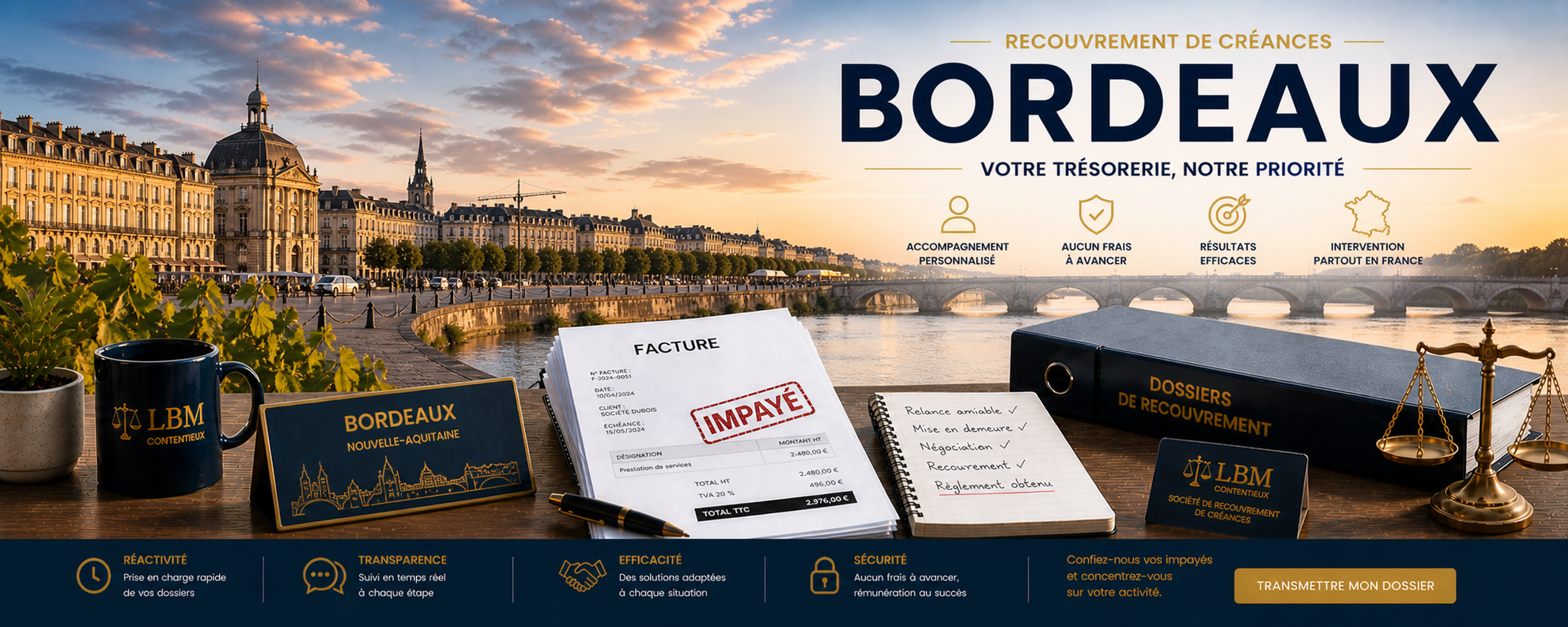 recouvrement de créances Bordeaux facture impayée entreprise