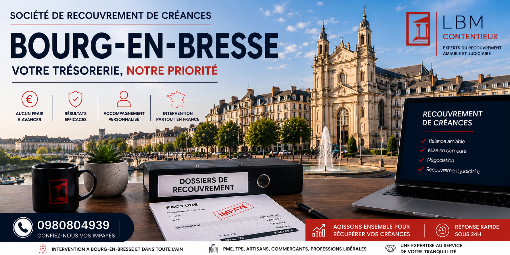 recouvrement de créances Bourg en Bresse Ain facture impayée entreprise