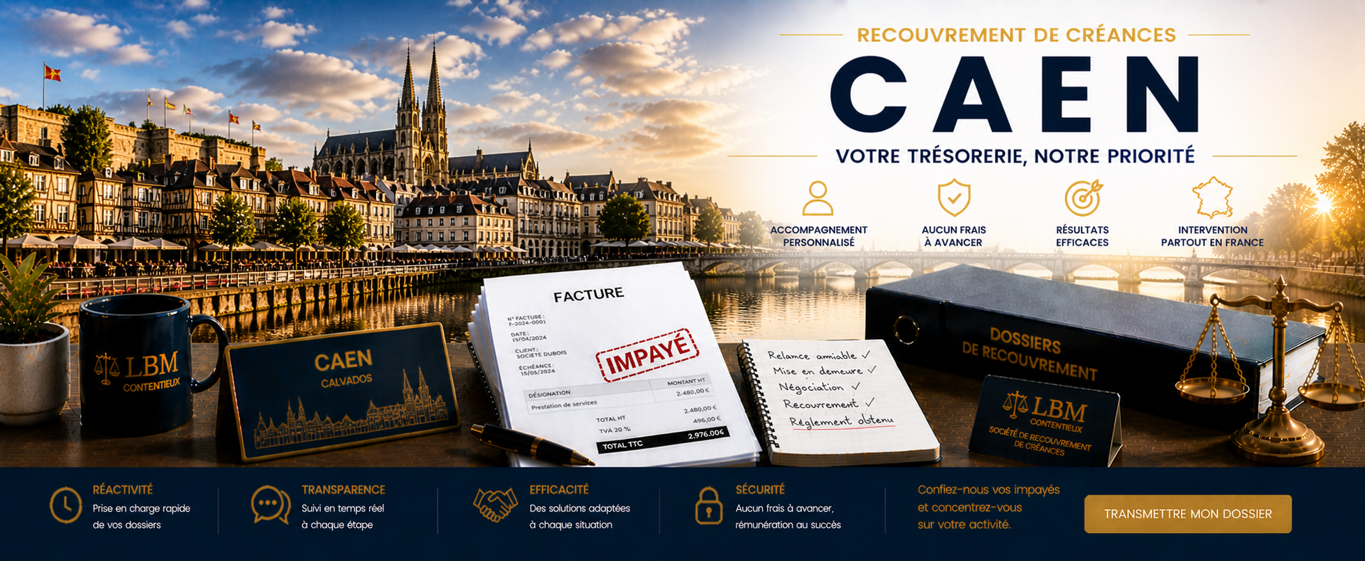 recouvrement de créances Caen facture impayée entreprise