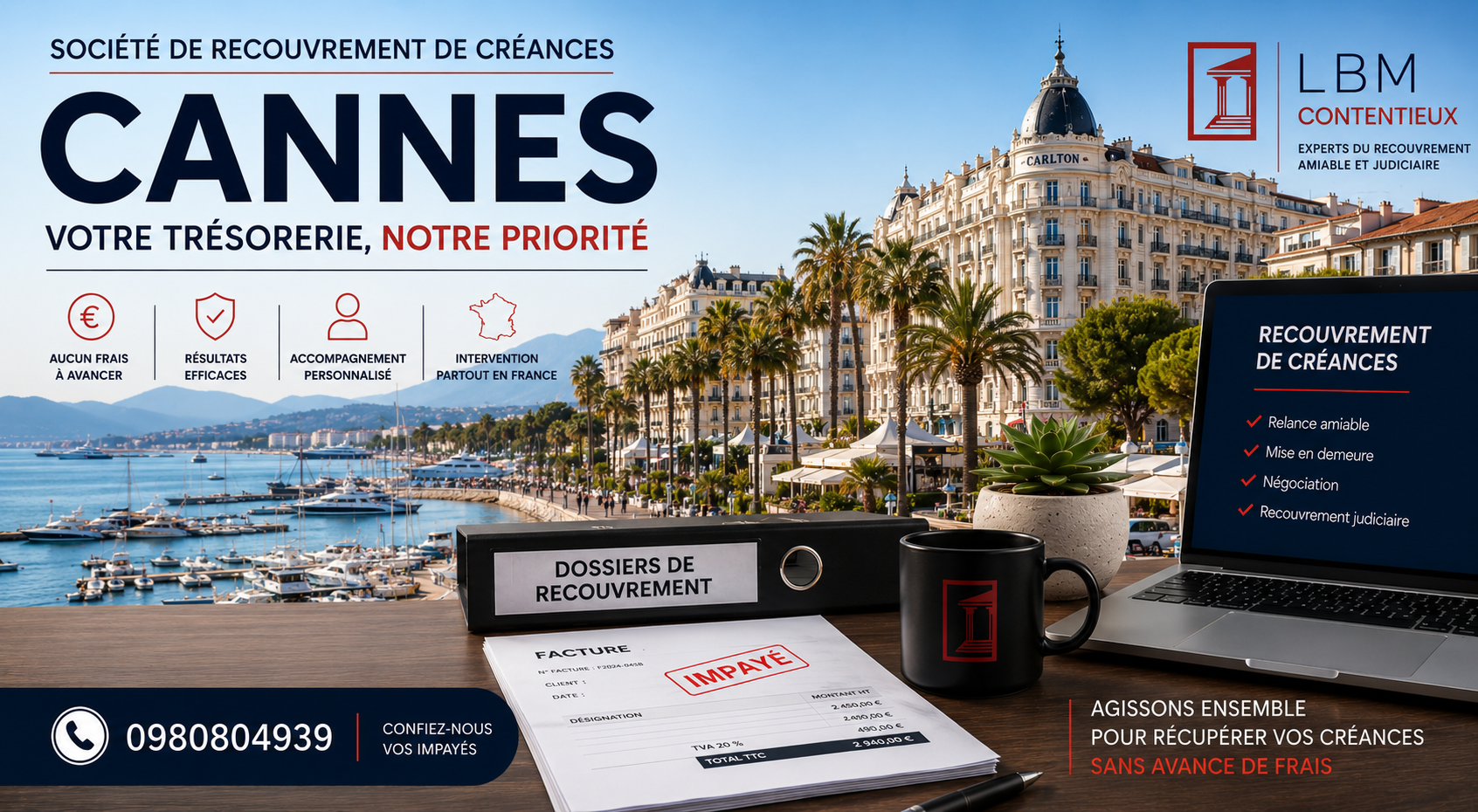 recouvrement de créances Cannes Alpes Maritimes facture impayée entreprise