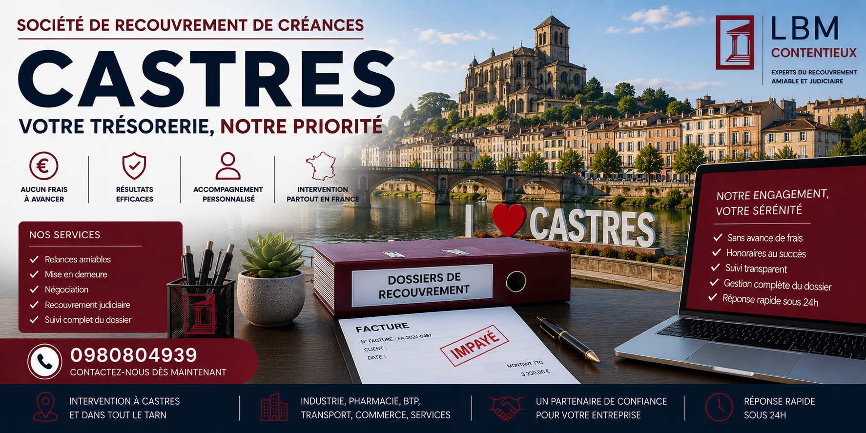 recouvrement de créances Castres Tarn facture impayée entreprise