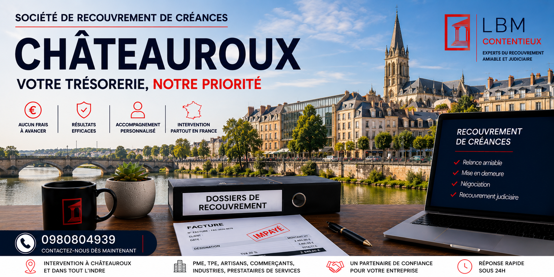 recouvrement de créances Châteauroux Indre facture impayée entreprise