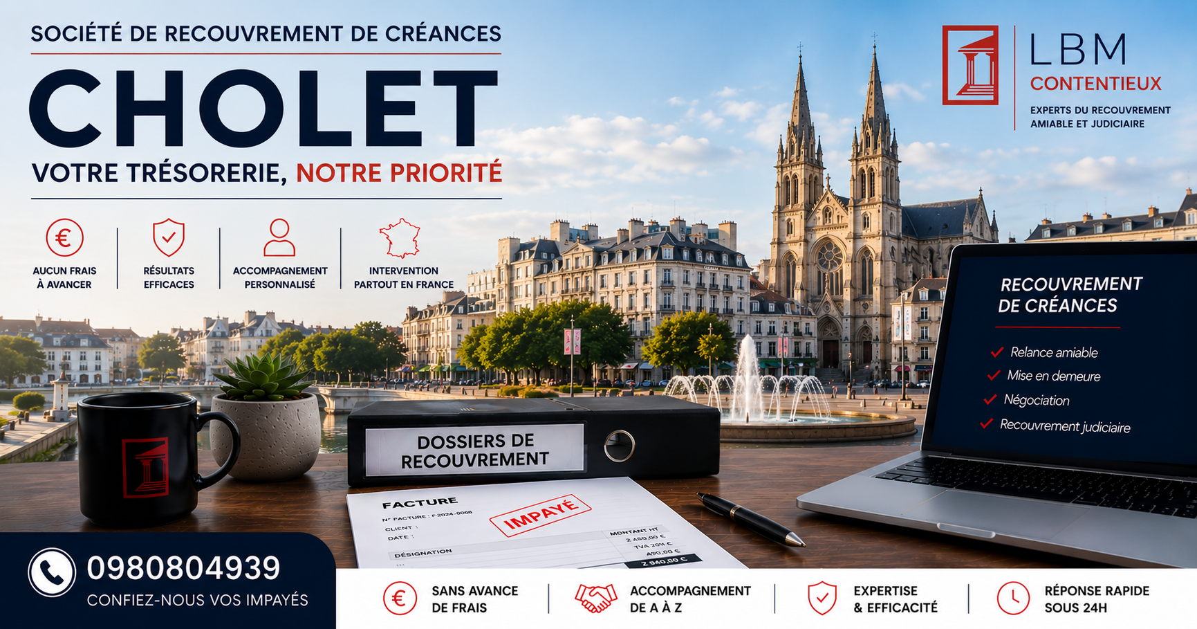 recouvrement de créances Cholet Maine et Loire facture impayée entreprise
