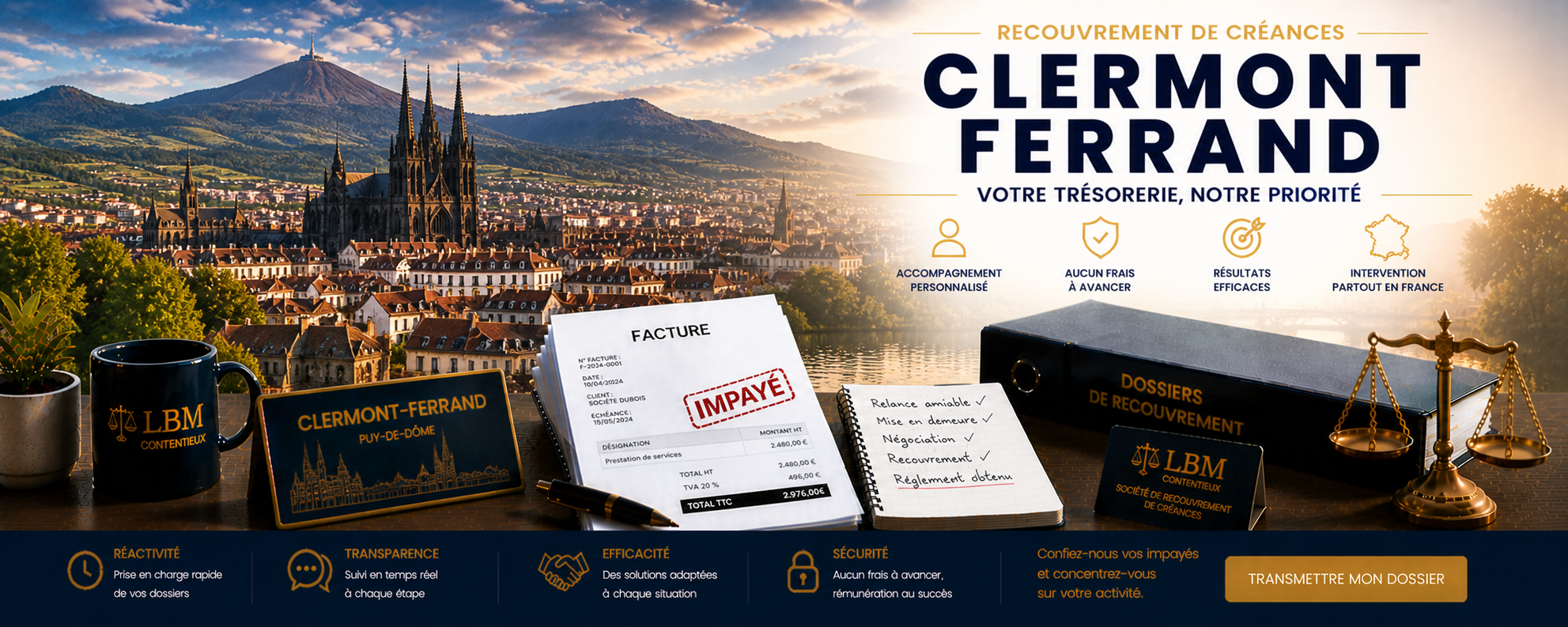 recouvrement de créances Clermont Ferrand facture impayée entreprise