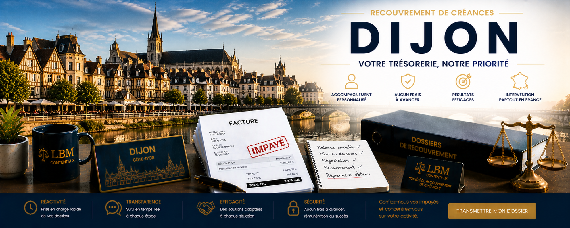 recouvrement de créances Dijon facture impayée entreprise