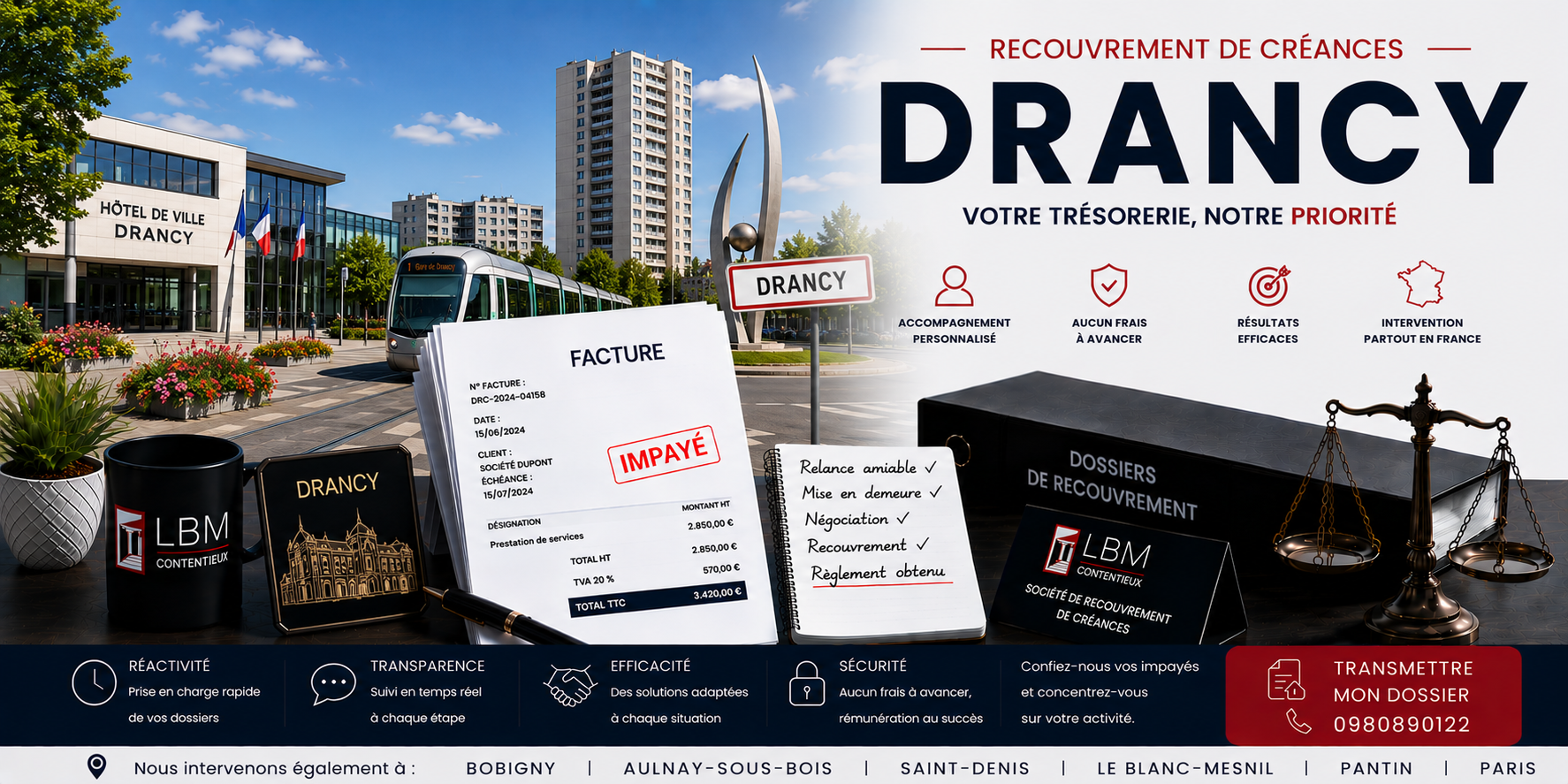 recouvrement de créances Drancy Seine Saint Denis facture impayée entreprise