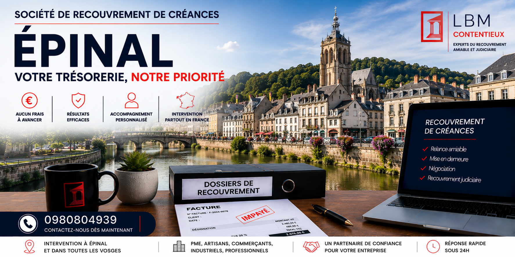 recouvrement de créances Épinal Vosges facture impayée entreprise