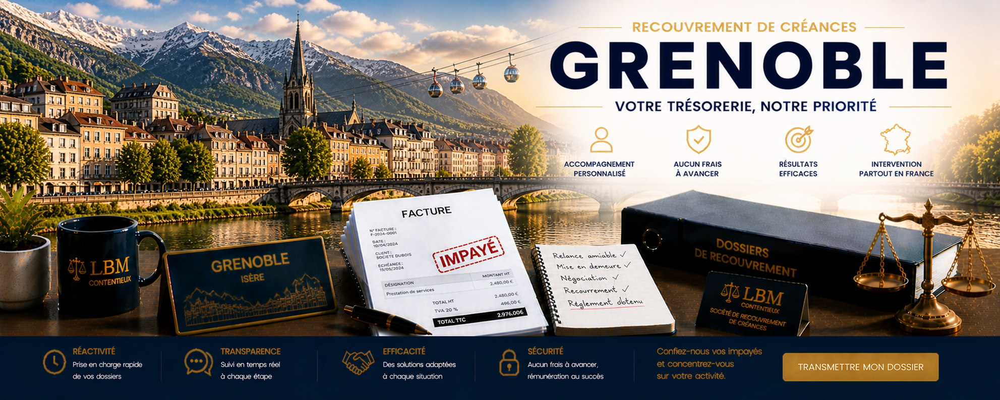 recouvrement de créances Grenoble facture impayée entreprise