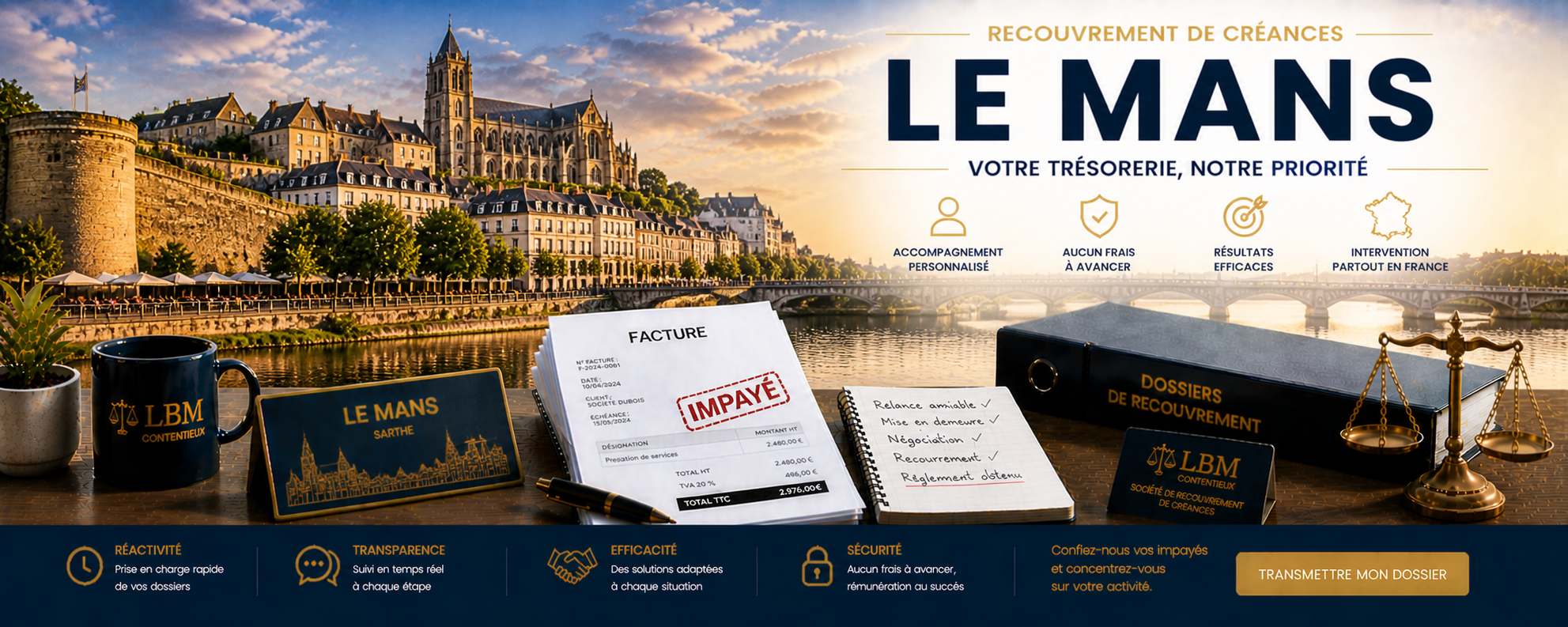 recouvrement de créances Le Mans facture impayée entreprise