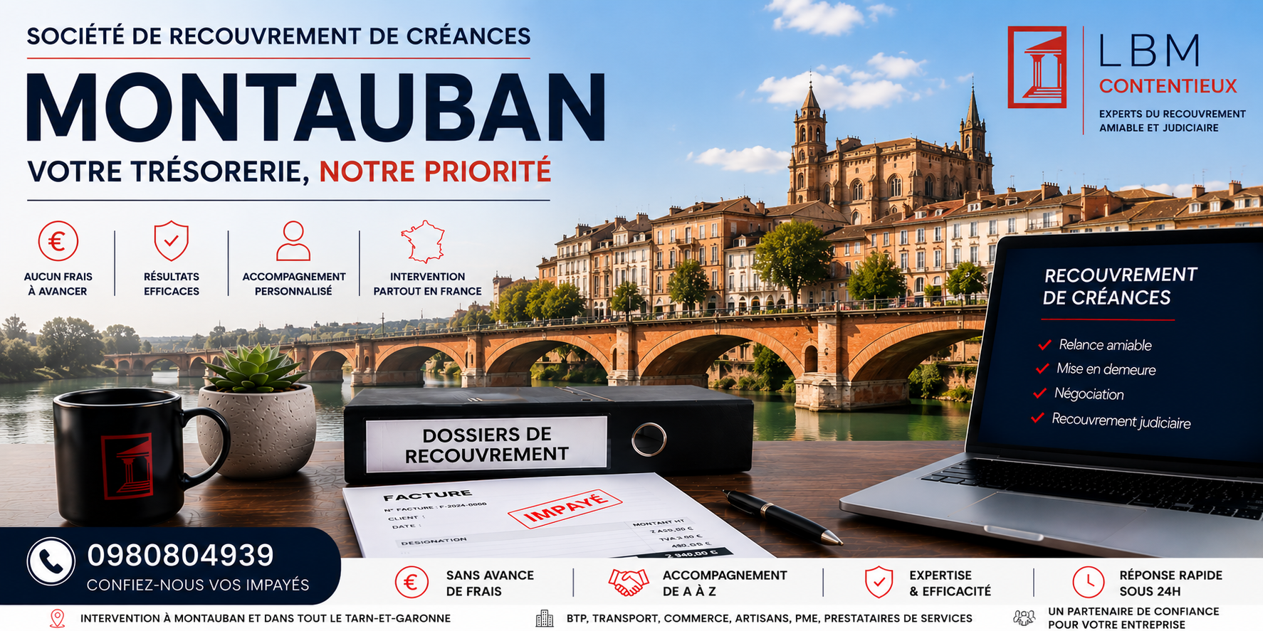 recouvrement de créances Montauban Tarn et Garonne facture impayée entreprise