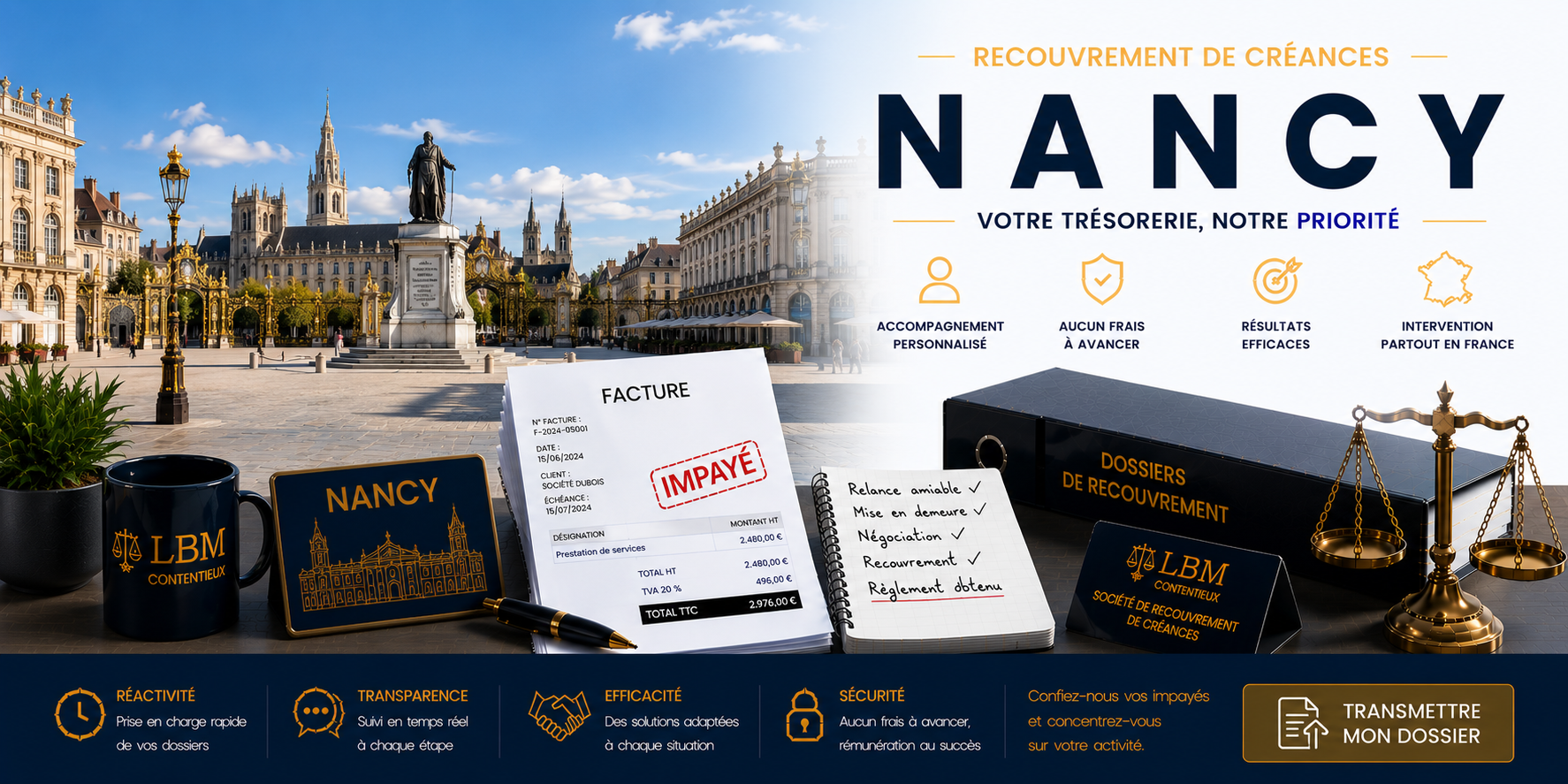 recouvrement de créances Nancy Meurthe et Moselle facture impayée entreprise