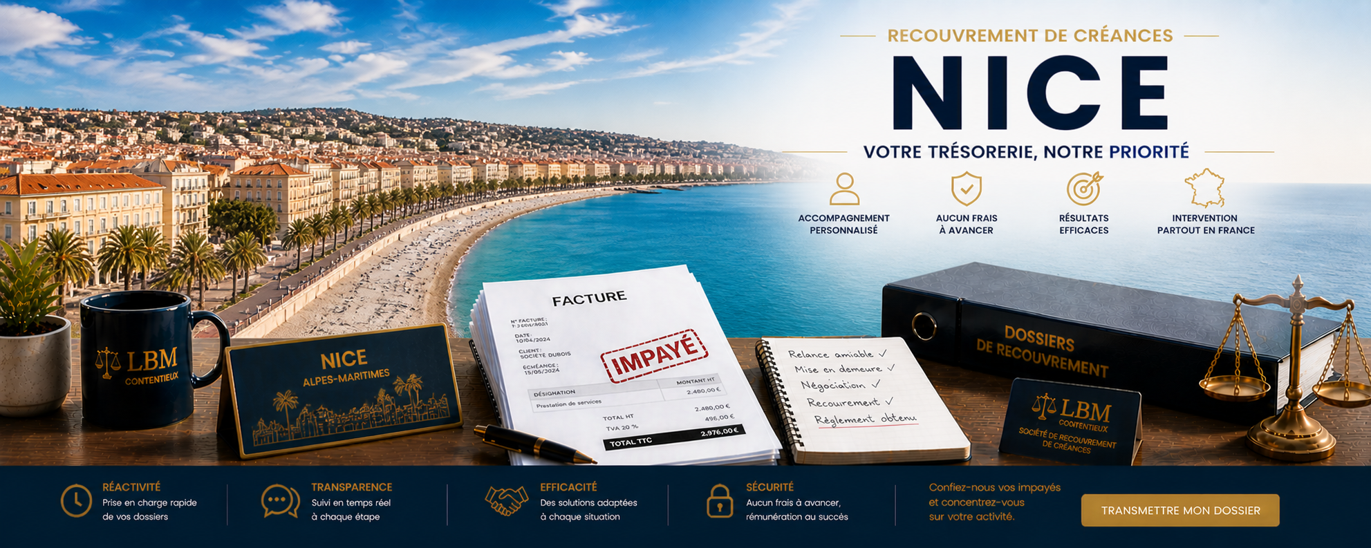 ecouvrement de créances Nice facture impayée entreprise