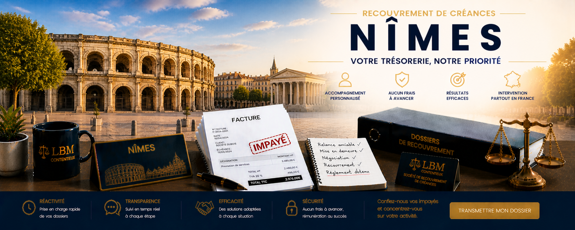 recouvrement de créances Nimes facture impayée entreprise