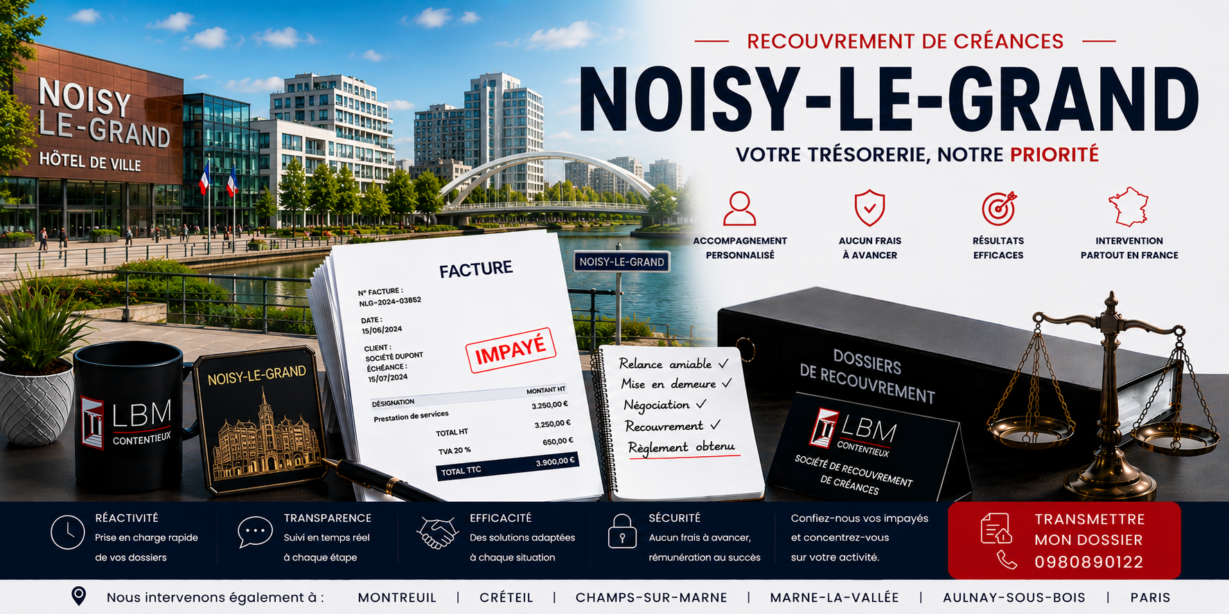 recouvrement de créances Noisy le Grand Seine Saint Denis facture impayée entreprise