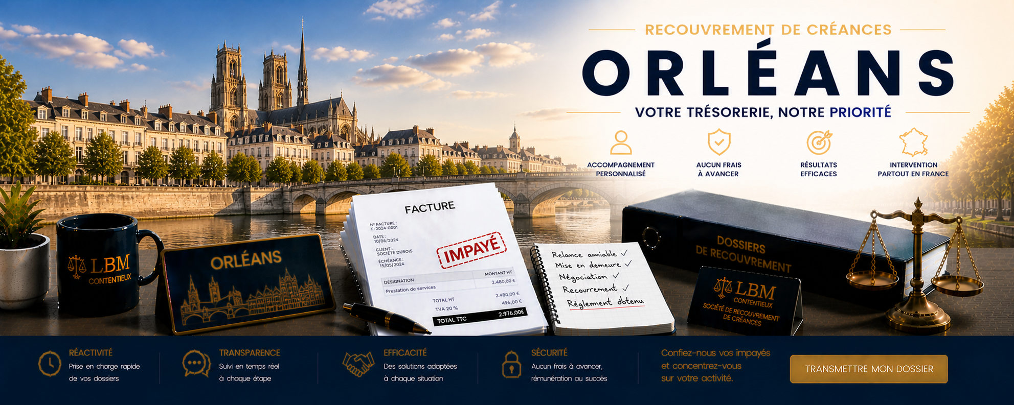 recouvrement de créances Orléans Loiret facture impayée entreprise