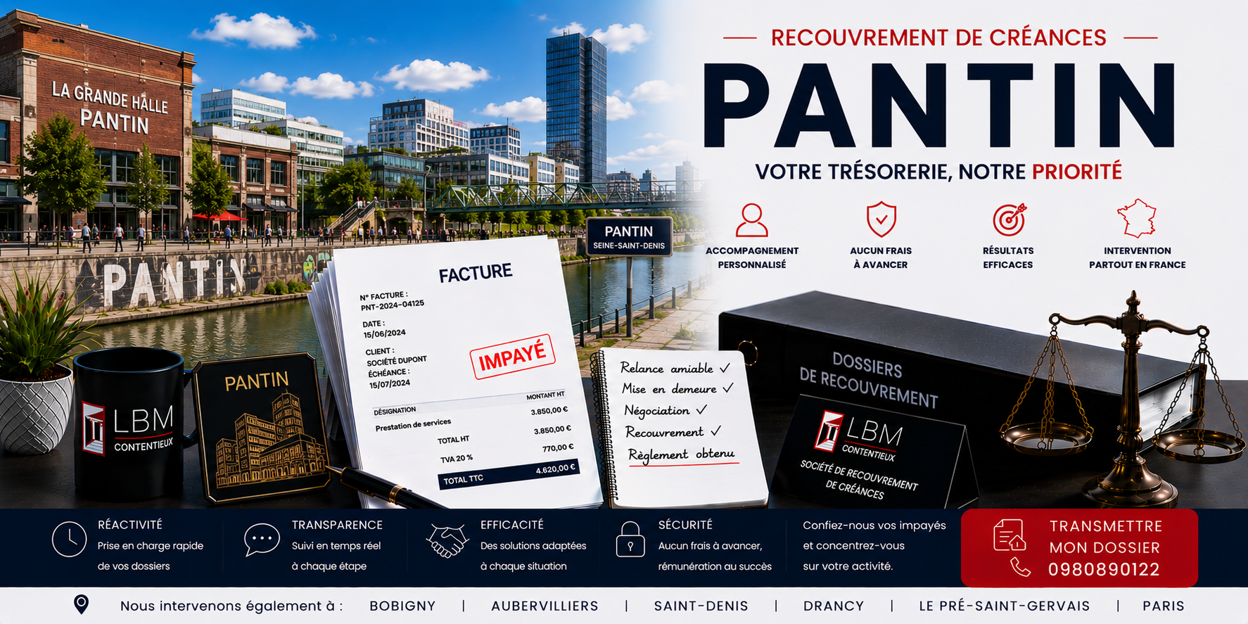 recouvrement de créances Pantin Seine Saint Denis facture impayée entreprise