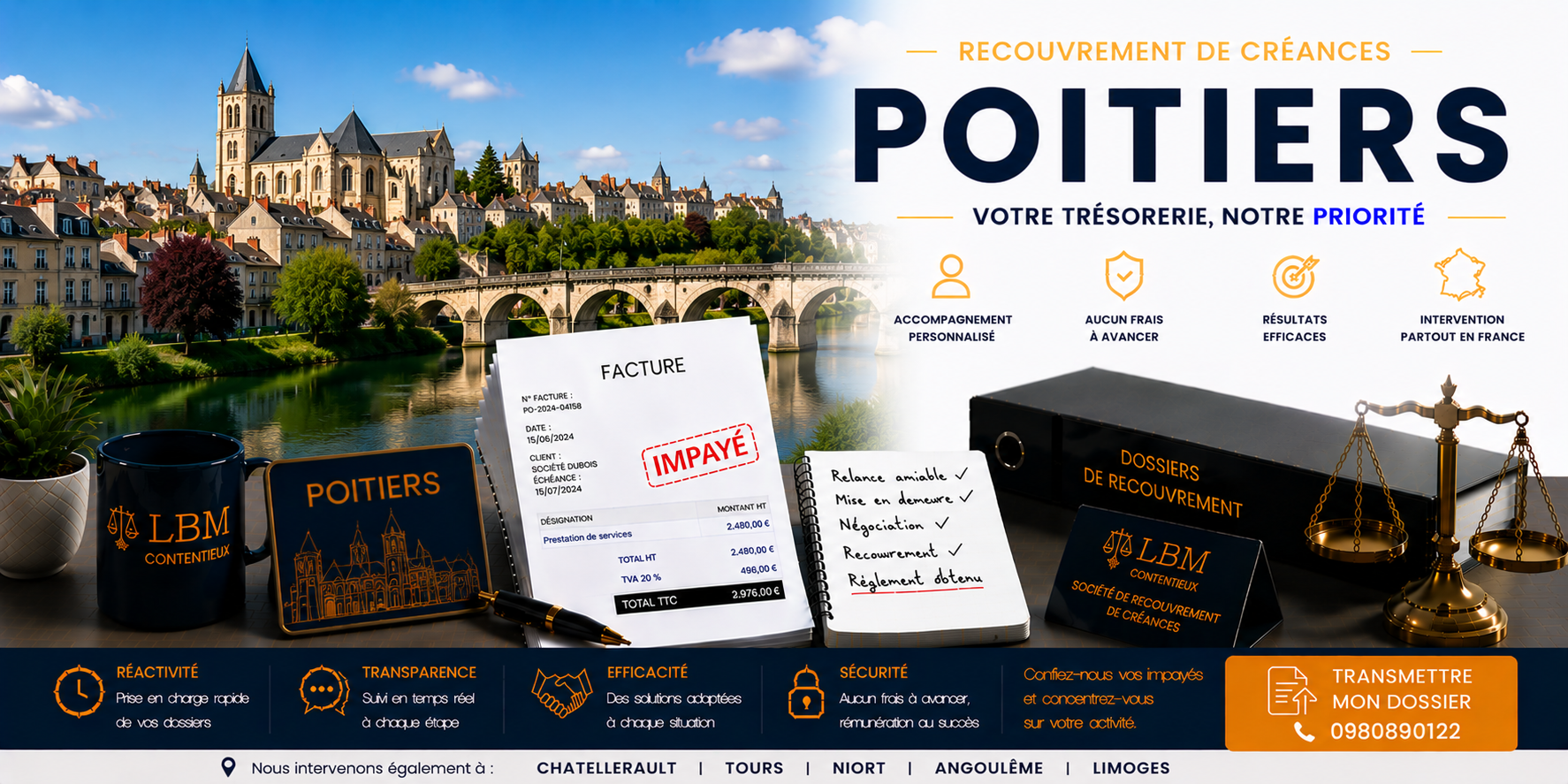 recouvrement de créances Poitiers Vienne facture impayée entreprise