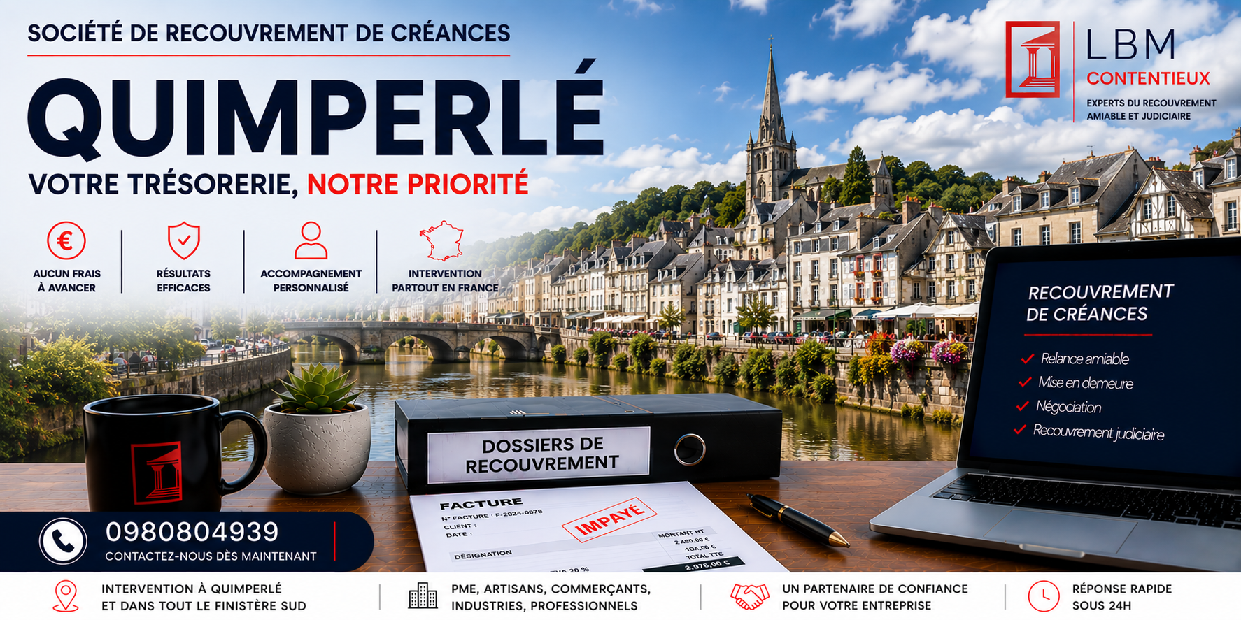 recouvrement de créances Quimperlé Finistère facture impayée entreprise