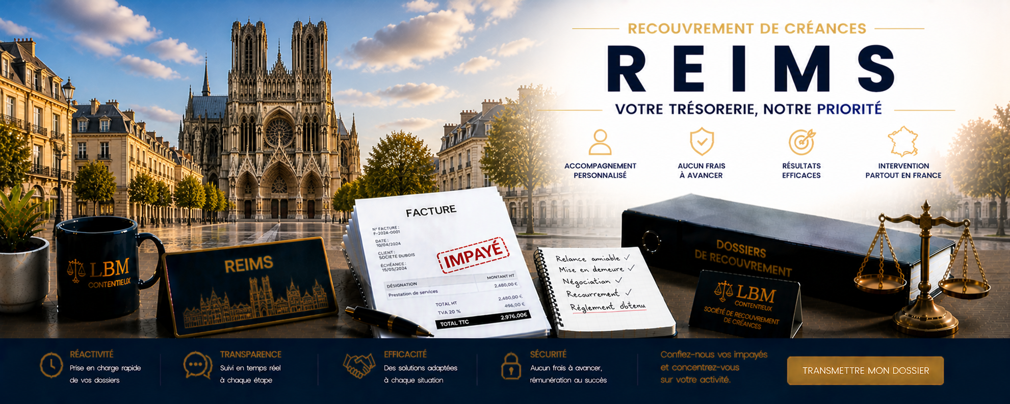 recouvrement de créances Reims facture impayée entreprise