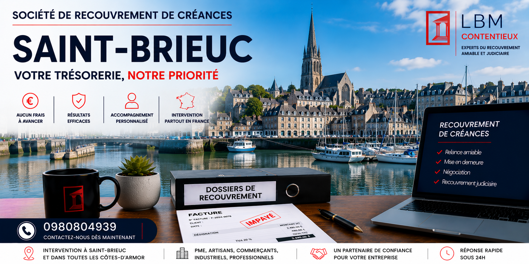 recouvrement de créances Saint Brieuc Cotes d Armor facture impayée entreprise