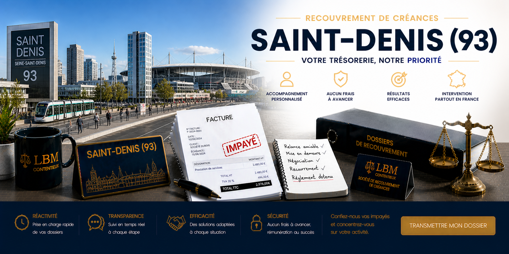 recouvrement de créances Saint Denis 93 Seine Saint Denis facture impayée entreprise