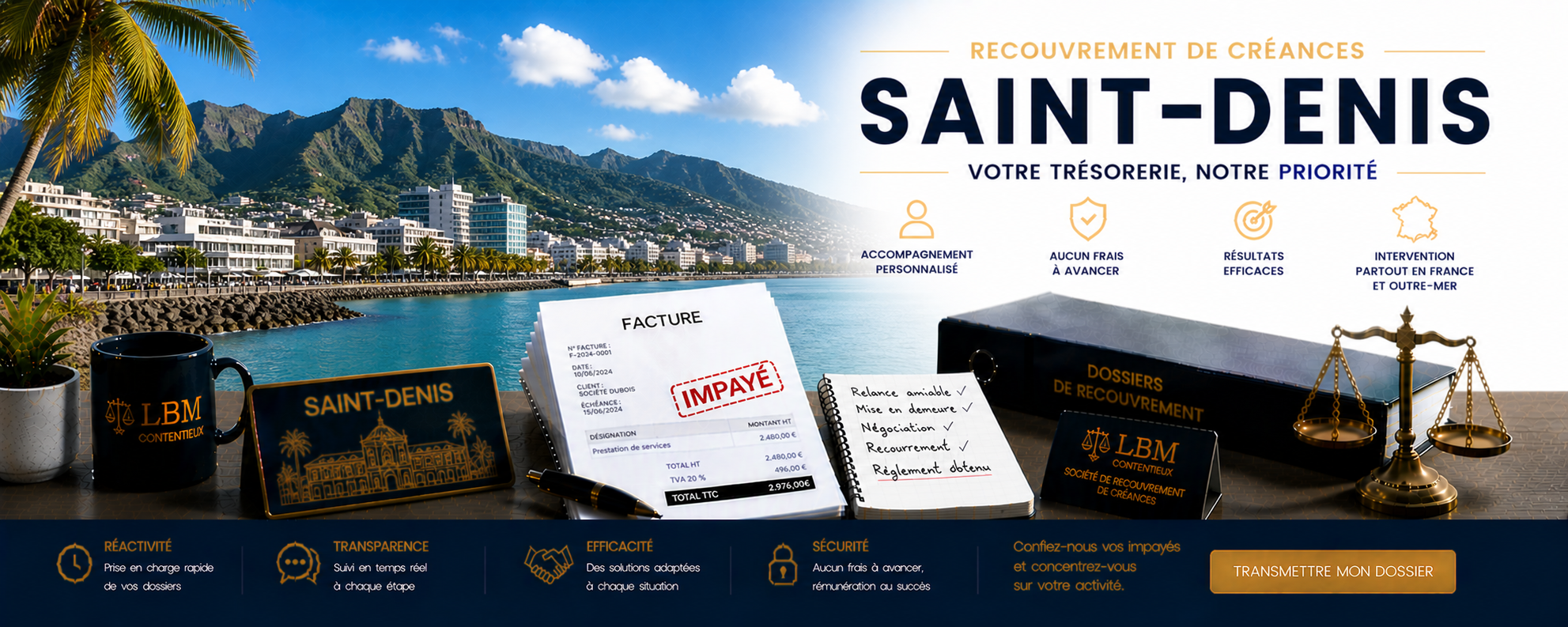 recouvrement de créances Saint Denis La Réunion facture impayée entreprise