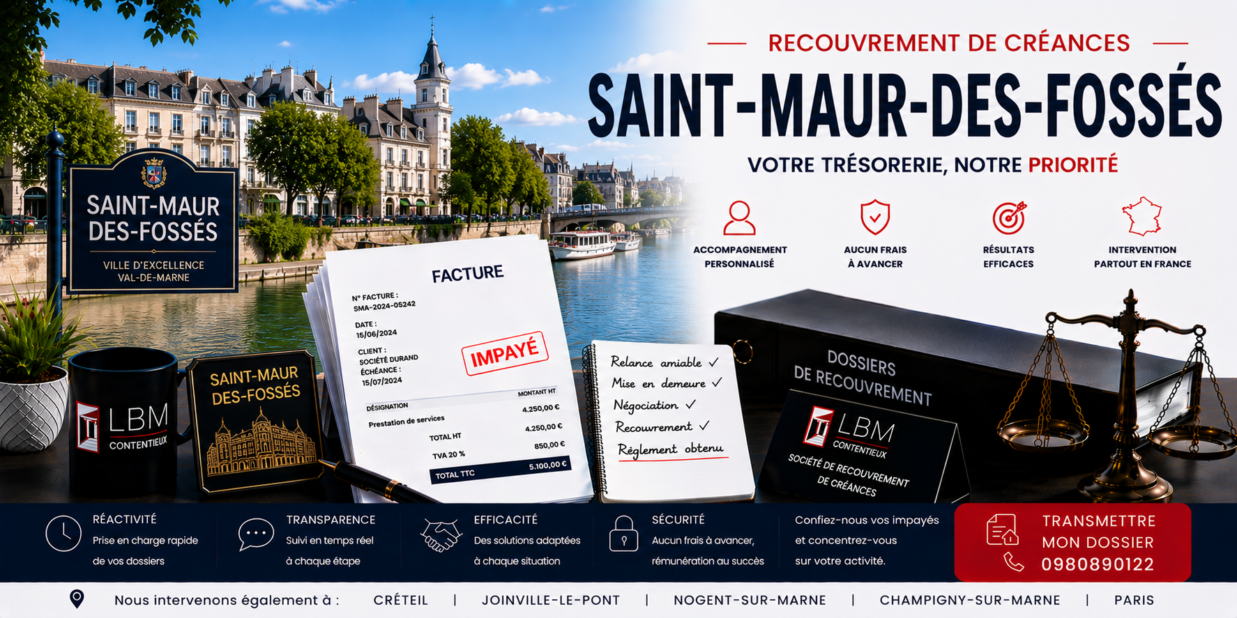 recouvrement de créances Saint Maur des Fossés Val de Marne facture impayée entreprise