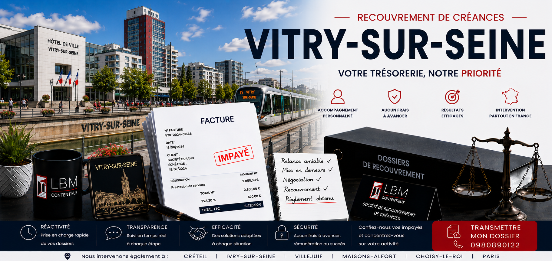 recouvrement de créances Vitry sur Seine Val de Marne facture impayée entreprise