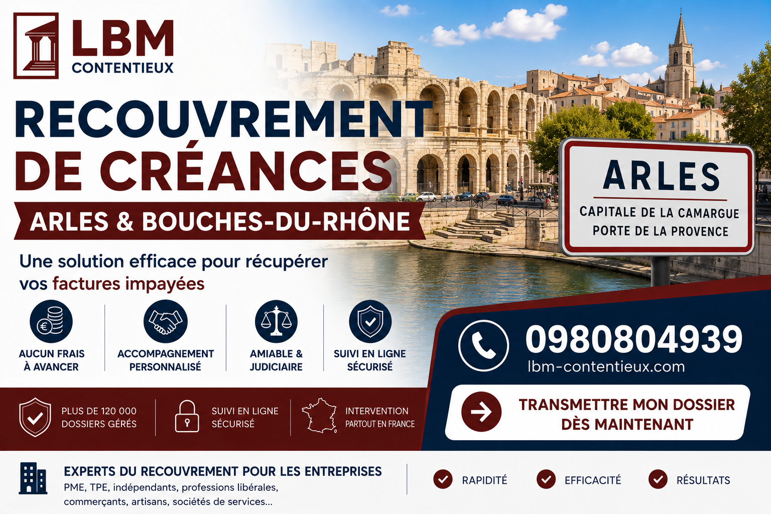 recouvrement de créances Arles Bouches-du-Rhône facture impayée entreprise