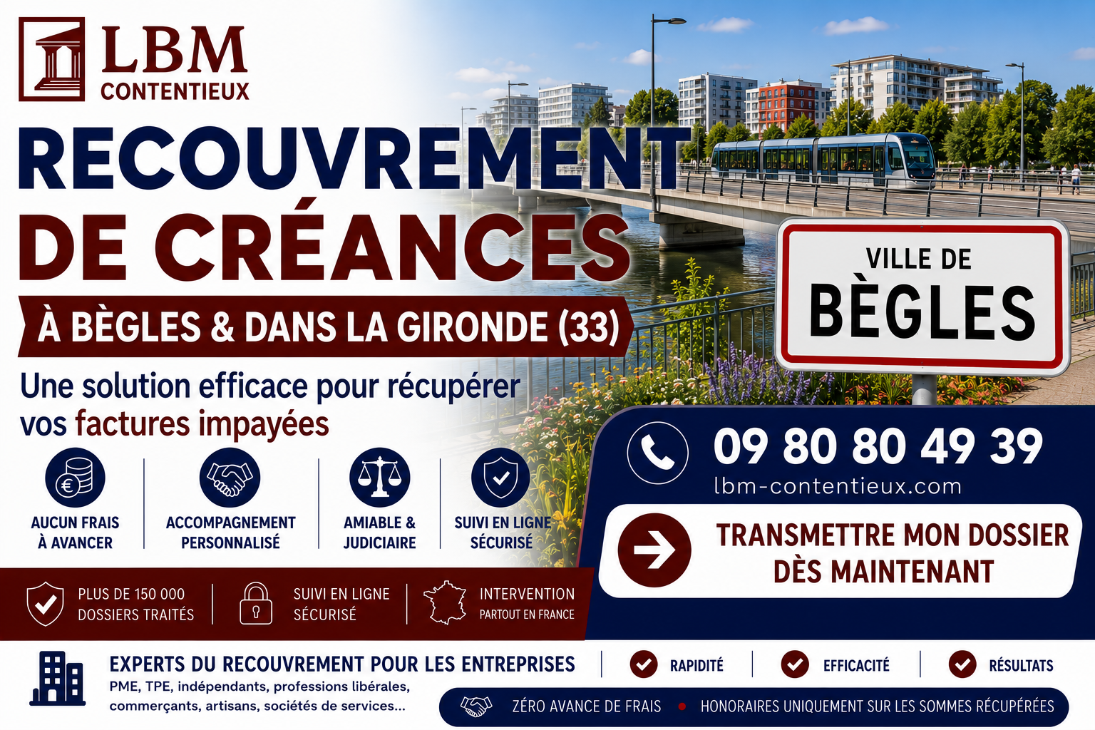 recouvrement de créances Bègles Gironde facture impayée entreprise Bordeaux Métropole