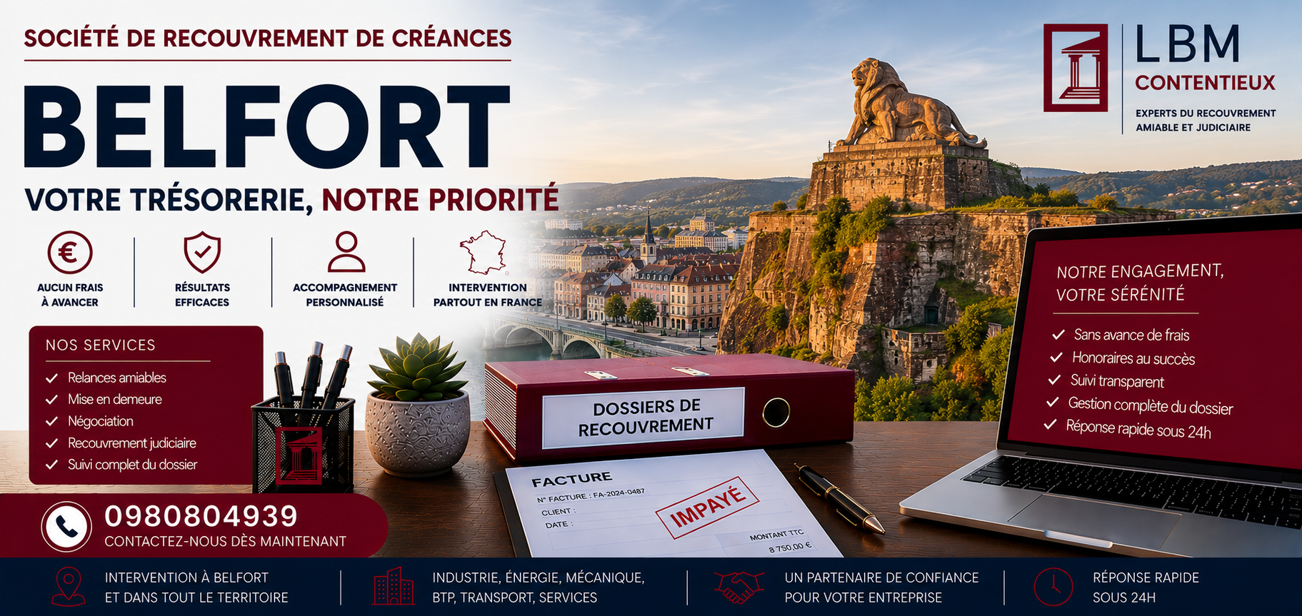 recouvrement de créances Belfort Territoire de Belfort facture impayée entreprise