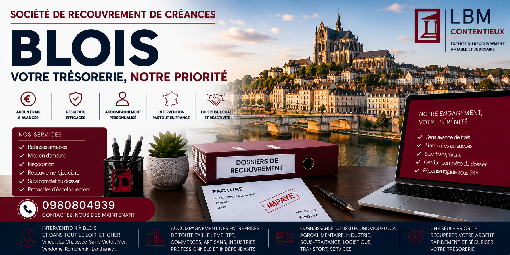 recouvrement de créances Blois Loir-et-Cher facture impayée entreprise