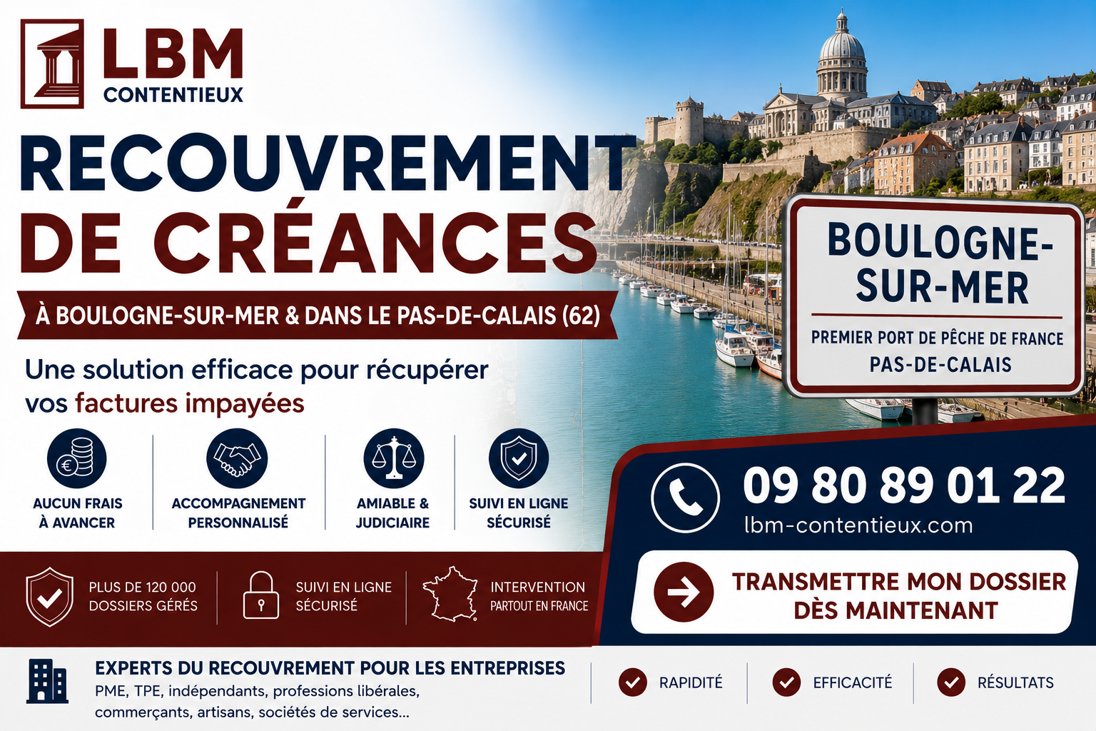 recouvrement de créances Boulogne-sur-Mer Pas-de-Calais facture impayée entreprise