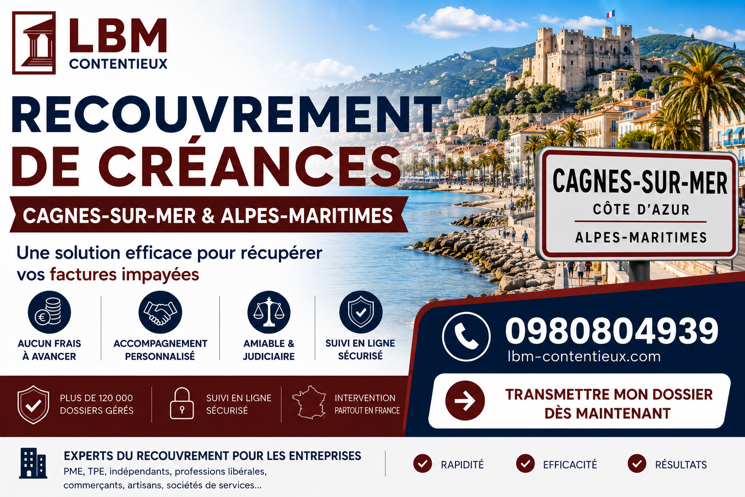 recouvrement de créances Cagnes-sur-Mer Alpes-Maritimes facture impayée entreprise