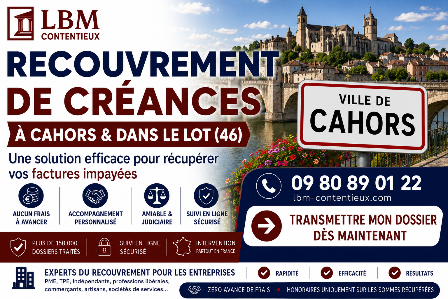 recouvrement de créances Cahors Lot facture impayée entreprise viticulture commerce