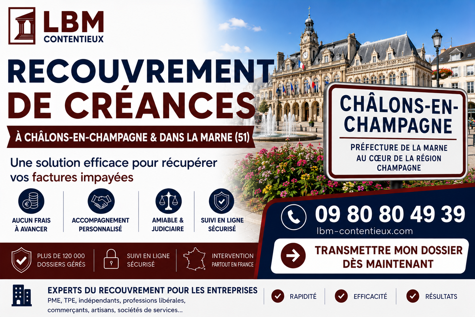 recouvrement de créances Châlons-en-Champagne Marne facture impayée entreprise