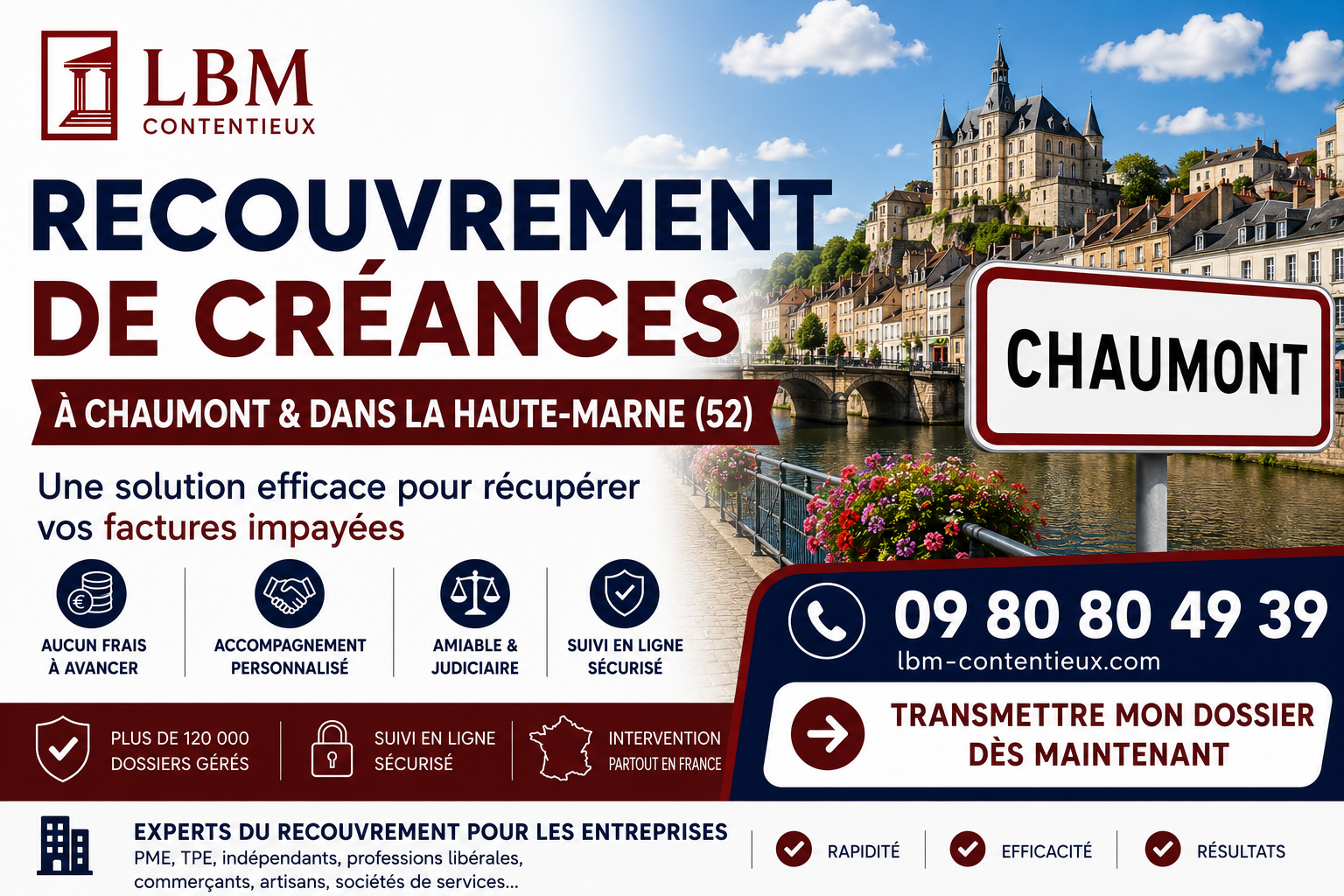 recouvrement de créances Chaumont Haute-Marne facture impayée entreprise