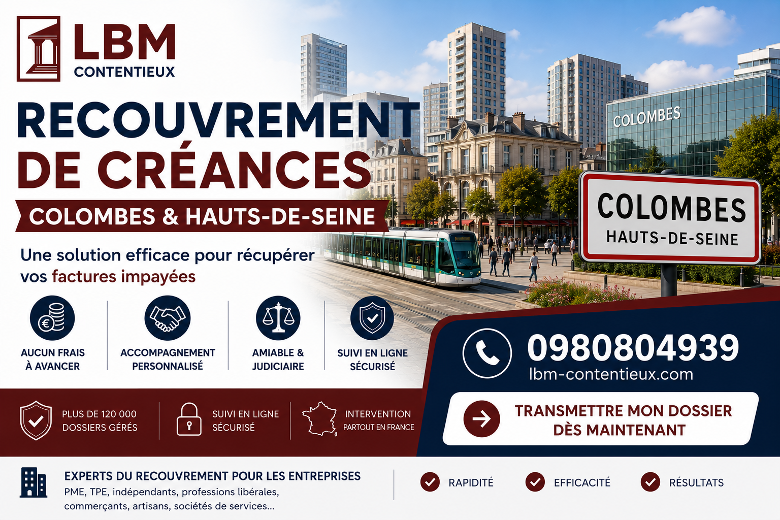 recouvrement de créances Colombes Hauts-de-Seine facture impayée entreprise