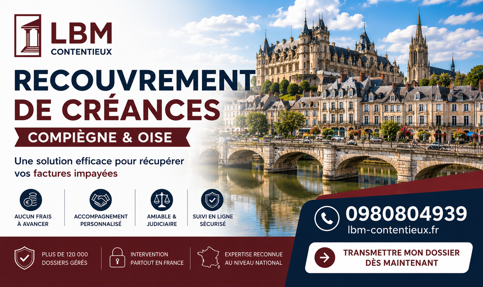 recouvrement de créances Compiègne Oise facture impayée entreprise
