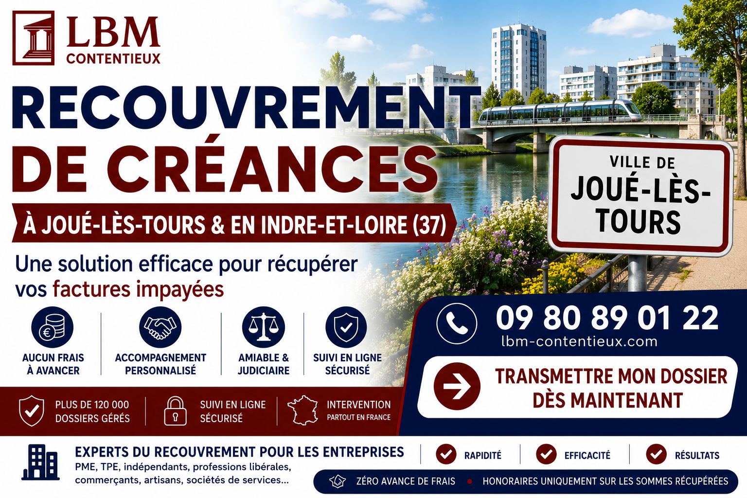 recouvrement de créances Joué-lès-Tours Indre-et-Loire facture impayée entreprise
